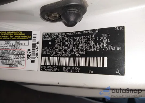 2005 Toyota Sienna Xle z USA, uszkodzony, nr VIN 5TDZA22C45S300281